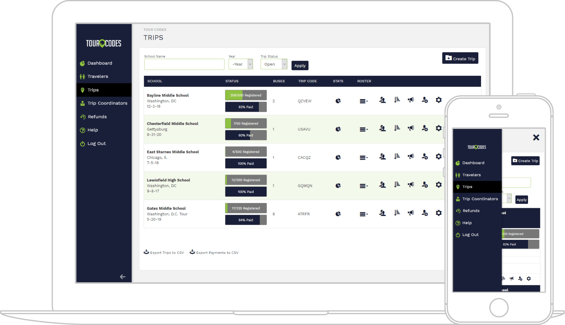 Student Tour Operator website